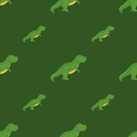 Seamless pattern cute T-Rex dino. Background of funny dinosaurs in doodle style. vector