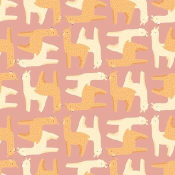 alegre patrón sin costuras de alpaca. fondo con llama divertida en estilo garabato para tela. vector