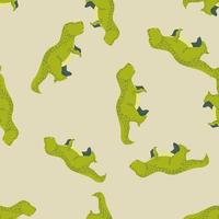 Seamless pattern cute T-Rex dino. Background of funny dinosaurs in doodle style. vector