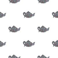 Seamless pattern with cute teapots. Background of doodle kettle decorative ceramic. vector