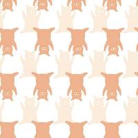 Seamless pattern cute pigs. Background of chubby piggy in doodle style. vector