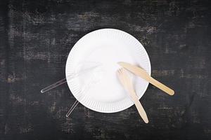 Concept recycle. Table serving with eco-friendly cutlery photo