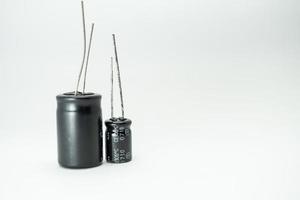 Isolated group of capacitor, used in electronic device. Electronic parts concept. photo