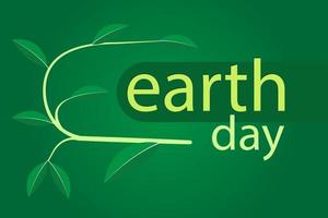 earth day typography design with abstract leaves, paper cut shapes and ecology icons vector