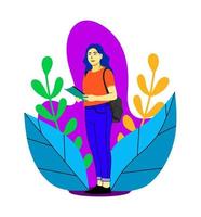 Flat design vector of a woman standing