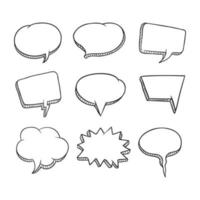 ilustración vectorial del elemento de burbuja de chat dibujado a mano. adecuado para diseño de cómics, afiches esbozados y material de diseño infográfico. burbuja de conversación dibujada a mano en blanco. vector