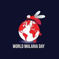 World Malaria Day banner illustration on blue background. 25 April.