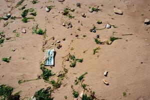 Covid mask washed up on the beach photo