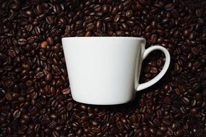 White mug on coffee beans photo
