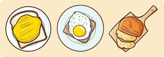 Breakfast bread illustrations set vector