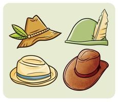 sombreros casuales en estilo de dibujos animados vector