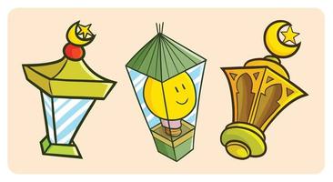 Ramadan lantern cartoon illustrations vector