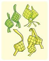 ketupat, una comida tradicional de indonesia vector