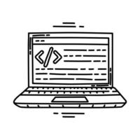 Code Programming Icon. Doodle Hand Drawn or Outline Icon Style. vector