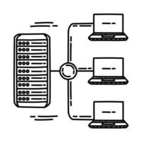 icono de red de datos. garabato dibujado a mano o estilo de icono de contorno. vector