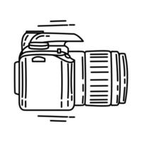 Digital Camera Icon. Doodle Hand Drawn or Outline Icon Style. vector