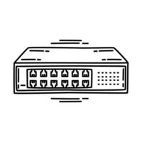 Ethernet Hub Network Icon. Doodle Hand Drawn or Outline Icon Style. vector