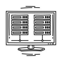 Server Computer Icon. Doodle Hand Drawn or Outline Icon Style. vector