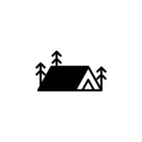 Camp, Tent, Camping, Travel Solid Line Icon Vector Illustration Logo Template. Suitable For Many Purposes.
