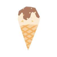 icono de helado cubierto de chocolate. cono de helado cubierto con migas y chispas. vector