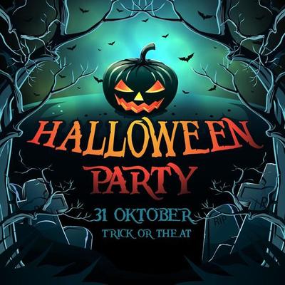 Halloween Party Banner Illustration with spooky pumpkin