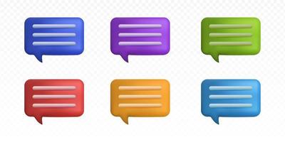3d bubble chat communications icon. 3d cartoon mesh render style. collection set vector