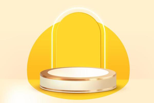 3d abstract scene background white luxury gold podium yellow background product presentation mock up show render