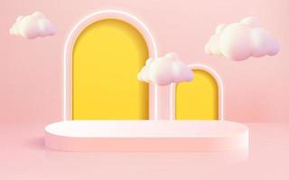 3d abstract scene rendered luxury pink podium showcase vector 3d