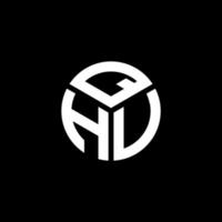 QHU letter logo design on black background. QHU creative initials letter logo concept. QHU letter design. vector