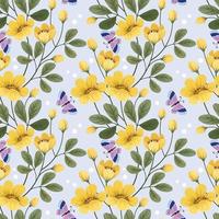 Yellow flowers and butterfly seamless pattern. vector