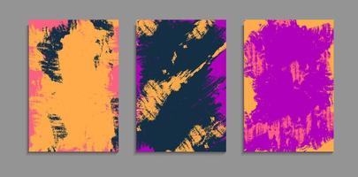 Set Of Abstract Paint Colorful Grunge Texture Background A4 Template vector