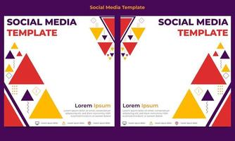 plantilla de publicación de redes sociales de forma geométrica de triángulo colorido vector