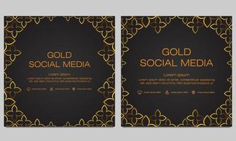 gold floral social media post template vector