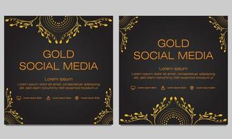 gold floral social media post template vector