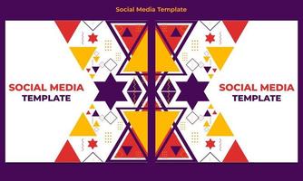 colorful triangle geometric shape social media post template vector