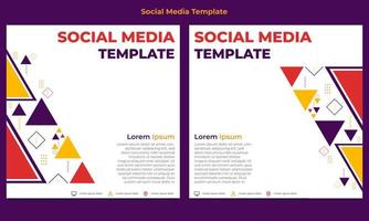 colorful triangle geometric shape social media post template vector