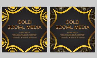 gold floral social media post template vector