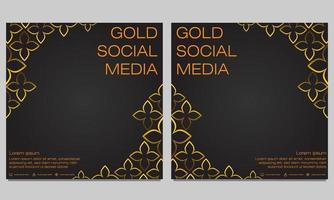 gold floral social media post template vector