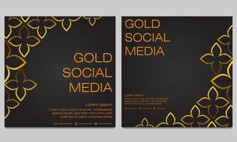 gold floral social media post template vector