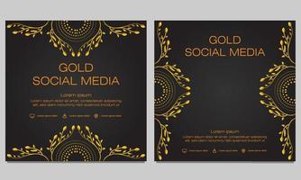 gold floral social media post template vector