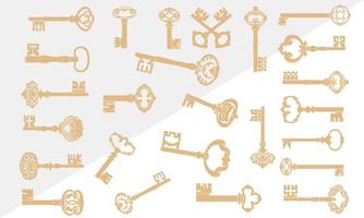 Set of old retro key icons vector template