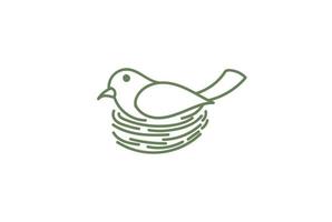 Line Art of Canary Robin Dove Pigeon Bird Nest Logo Design Vector