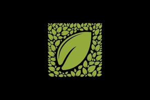 Square Nature Green Leaf Leaves Foliage Logo Design Vector