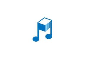 Simple Minimalist Music Key Note Box Cube Logo Design Vector