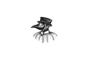 vintage retro hombre peste doctor negro muerte insignia emblema logotipo diseño vector