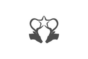 Vintage Retro Elk Deer Reindeer Head Horn Star Shape Logo Design Vector
