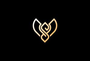 elegante letra dorada s mariposa águila halcón halcón pájaro ala logotipo diseño vector