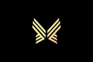 Simple Minimalist Golden Elegant Wing Bird Line Monogram Logo Design Vector