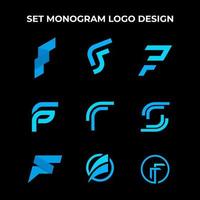 INITIALS MONOGRAM F LOGO ILLUSTRATION BUNDLE vector