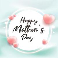 happy mother's day greeting card template heart shape 3d render style on curtain wavy background vector